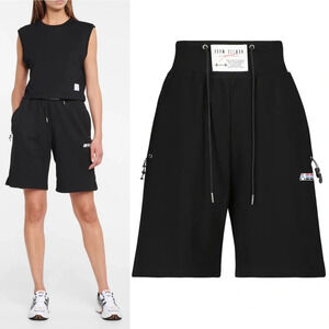 NWT Adam Selman Sport High-rise Cotton-blend Shorts Size Small Sweatshort Black